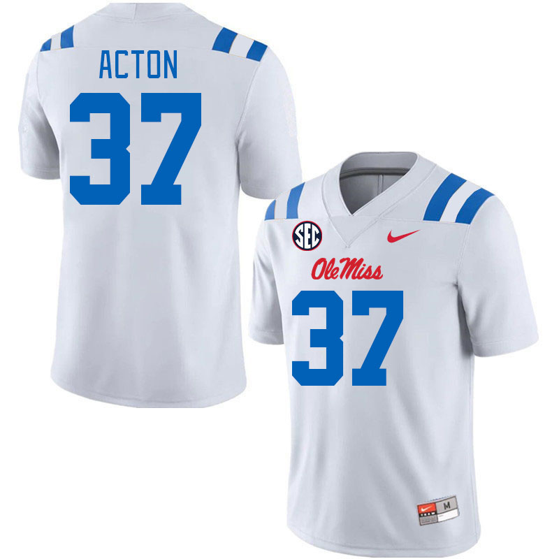 Men #37 Austin Acton Ole Miss Rebels 2024 New Uniforms College Football Jerseys Stitched-White